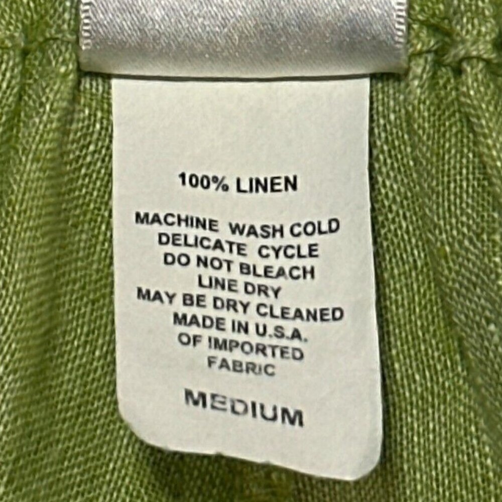Vintage Womens Linen Pants M Green Wide Leg Coastal Vacay Beach Hawaii Tropical - Picture 8 of 8